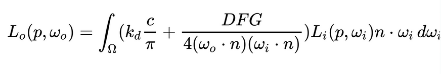 Reflectance Equation with Cook-Torrance